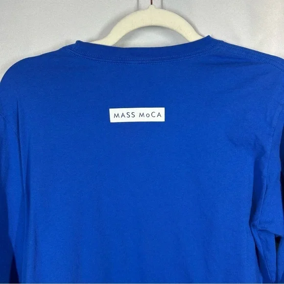 MASS MoCA Blue White Long Sleeve T-Shirt Top Women’s Size Medium - Picture 6 of 8
